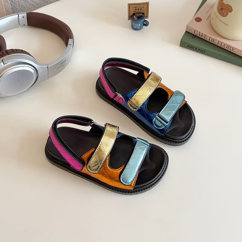 2025 Summer New Cross-border Thick Sole Plus Size Beach Sandals Reflective Colorful Women's Sandals Export Sandals Colorful