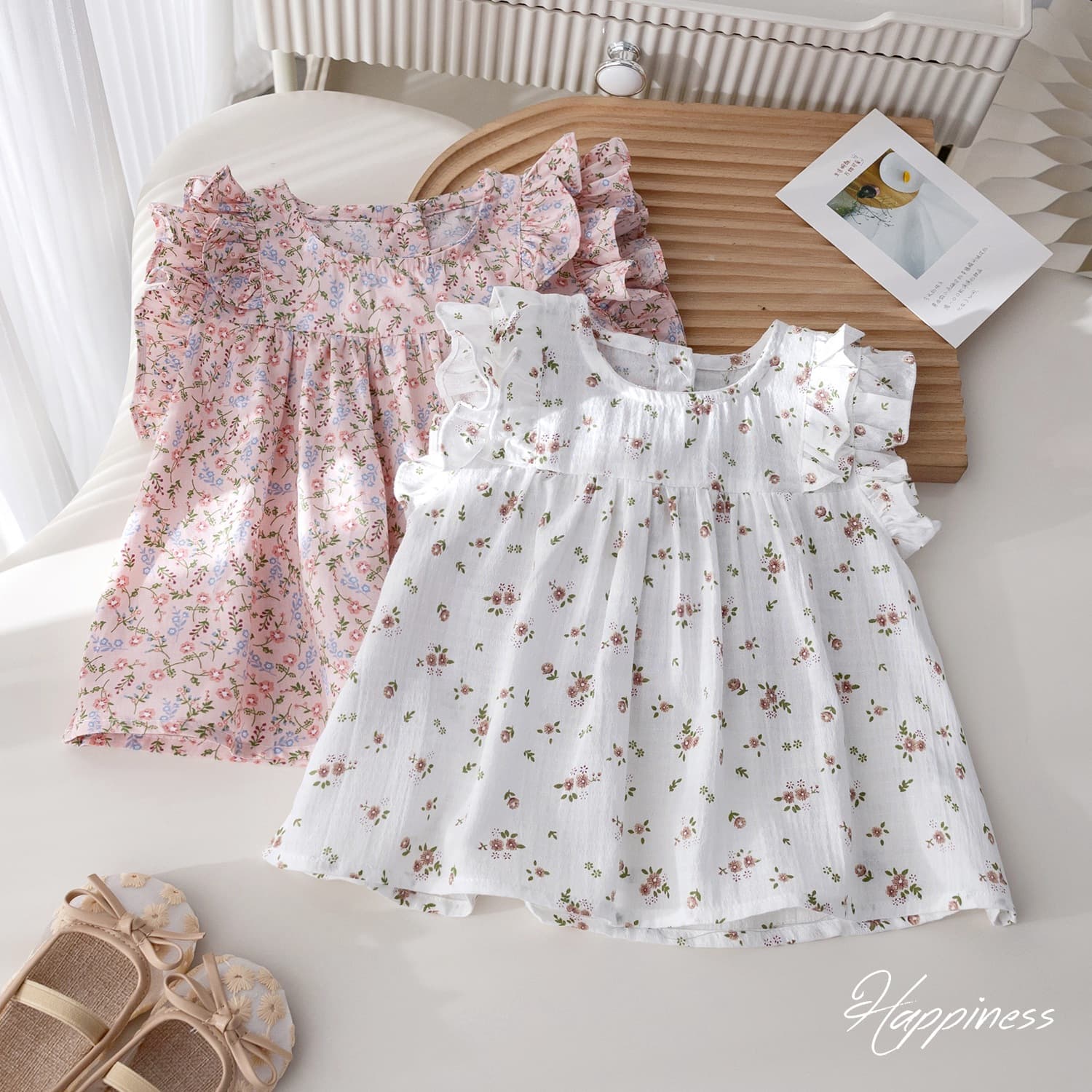 Stylish Baby Cotton Top With Detached Sleeves And Lace Trim For Girls Summer 2024 New Arrival Fresh Floral Doll Top