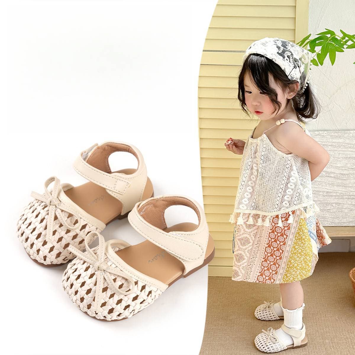 Baby Sandals, Infant Shoes, Girls Princess Shoes, Soft Sole Toddler First Walkers, Summer Closed Toe Anti-Kick Girls Shoes New