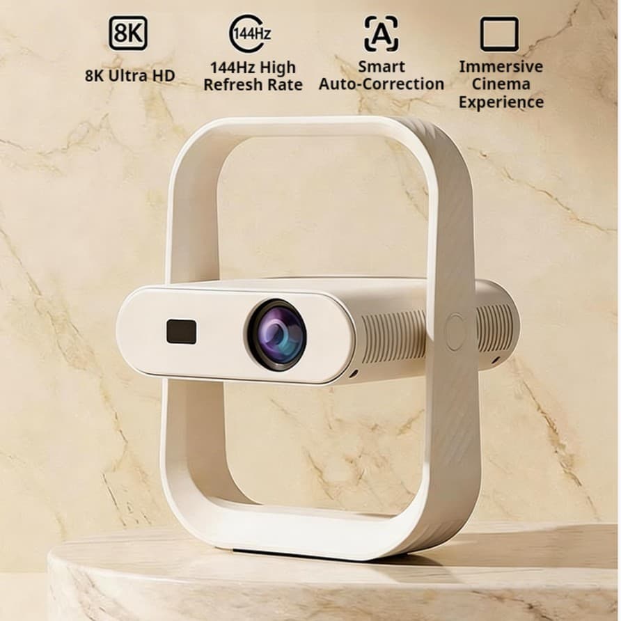 New HY370 8K Motorized Focus WiFi6 Android 14 5G Bluetooth Portable Home Mini Gimbal Projector