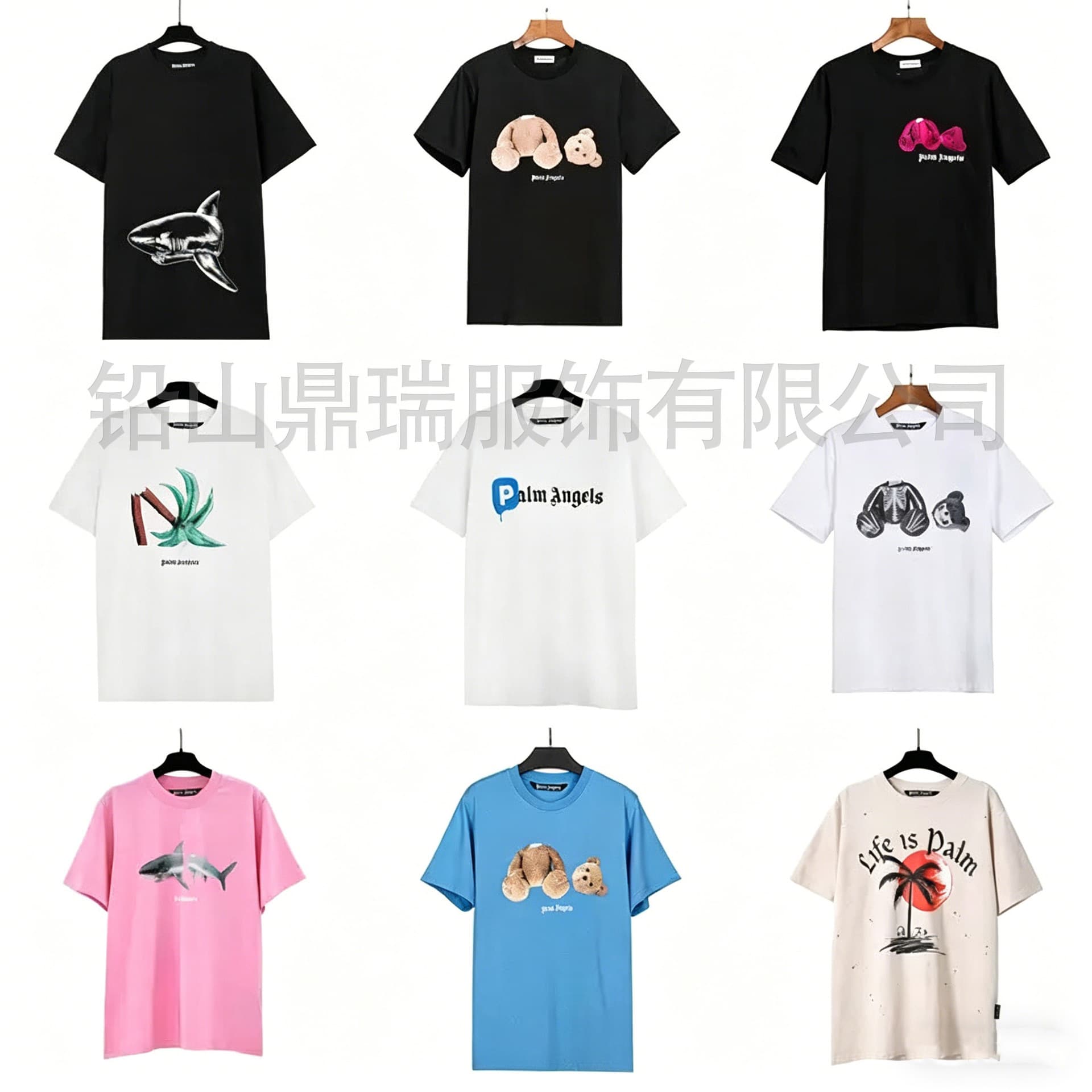 Correct Version PALM Short Sleeve Palm Angel Decapitated Bear Angels Butterfly Print T-Shirt Teddy Bear Short Sleeve Cross-Border