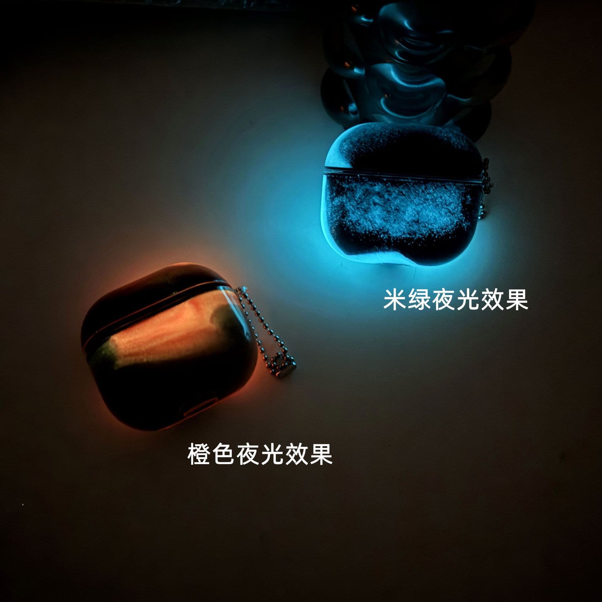 Luminous Sandfall AirPods Protective Case Compatible with AirPods4 1/2/3 Airpods Pro2 Night Glow Apple Design TPU Black Base