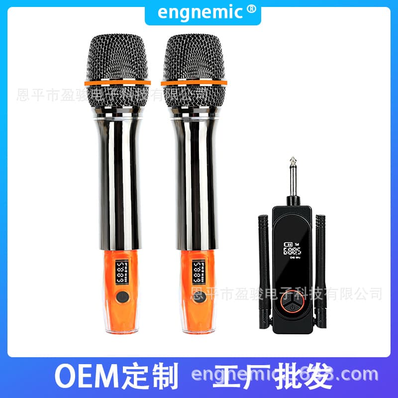 UHF Live Wireless Microphone for Home Karaoke, One Transmitter Two Receivers, Outdoor Sound System, TV Singing, Conference Stage Mic