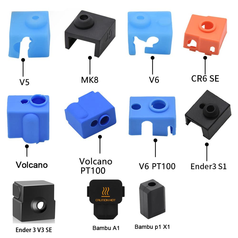 3D Printer Accessories MK8 CR10 E3D V5 V6 Hotend Heater Block Nozzle Silicone Sock Protective Cover