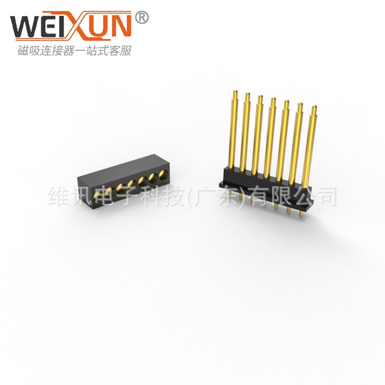 7-pin smart robot vacuum cleaner charging male connector with 3.0 pitch pogo pin, 7-pin spring pin, female connector.