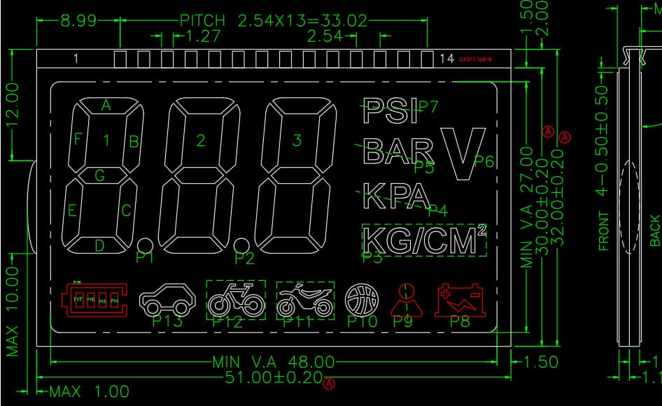 In Stock Segment LCD Screen for Electric Air Pump, Segment Code LCD Display, VA Negative Display LCD Screen