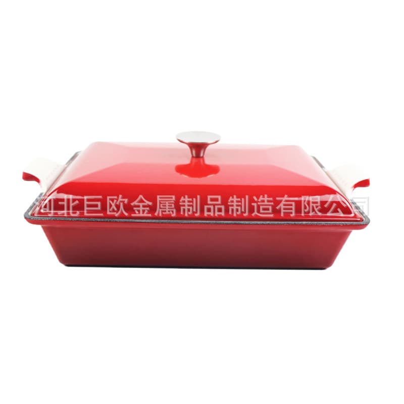 Rectangular Enamel Soup Pot Roasting Pan Fish Pot Household Iron Pot Multi-Functional Pot with Enamel Non-Stick Coating