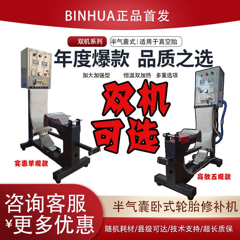 BinHua Tire Repair Vulcanizer with Swing Arm Single Mold for Damage and Bulge Treatment, Five or Single Mold Options