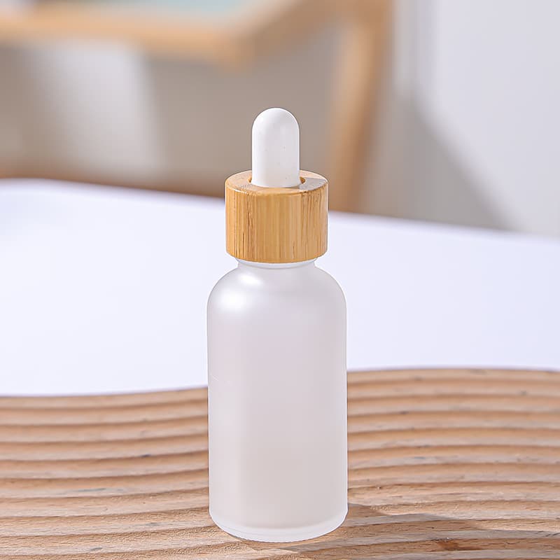 Transparent Essential Oil Bottle Frosted Glass Serum Dispenser Bottle with Rubber Dropper, Cosmetic Sample Empty Bottle Wholesale