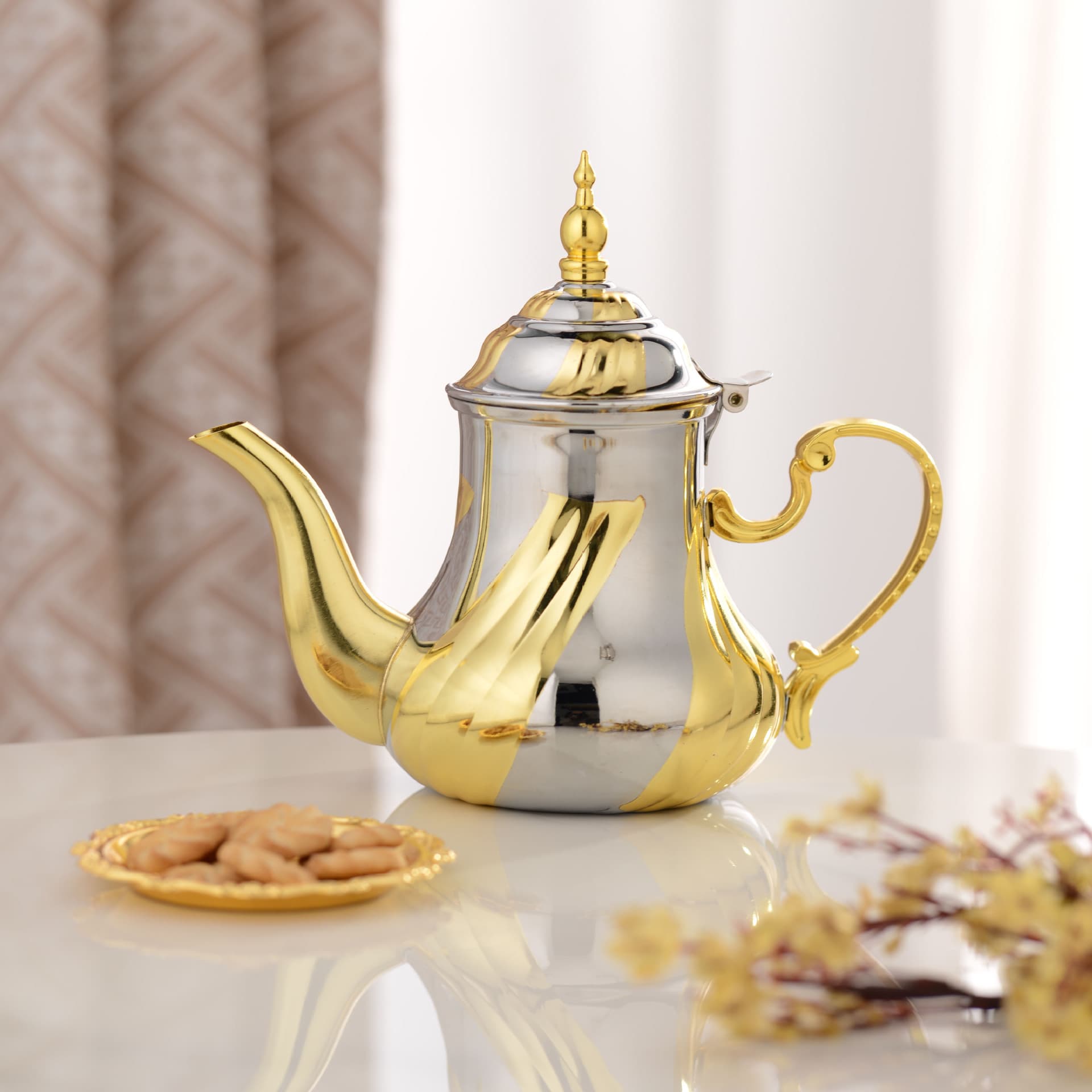 Cross-border Arabic coffee pot, heatable golden coffee pot, stainless steel pot, teapot, palace style stainless steel, Middle East