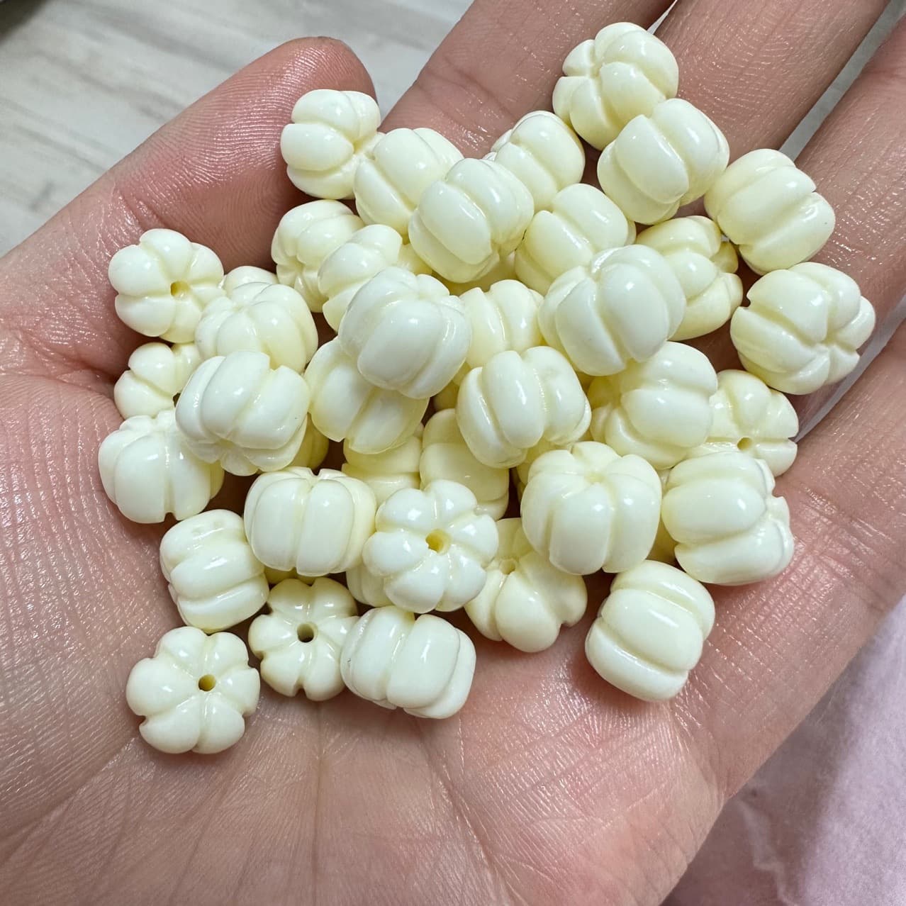 DIY Ivory Pumpkin Beads: Buddhist Bead Accessories, Spacer Beads, Handmade Woven Bracelets