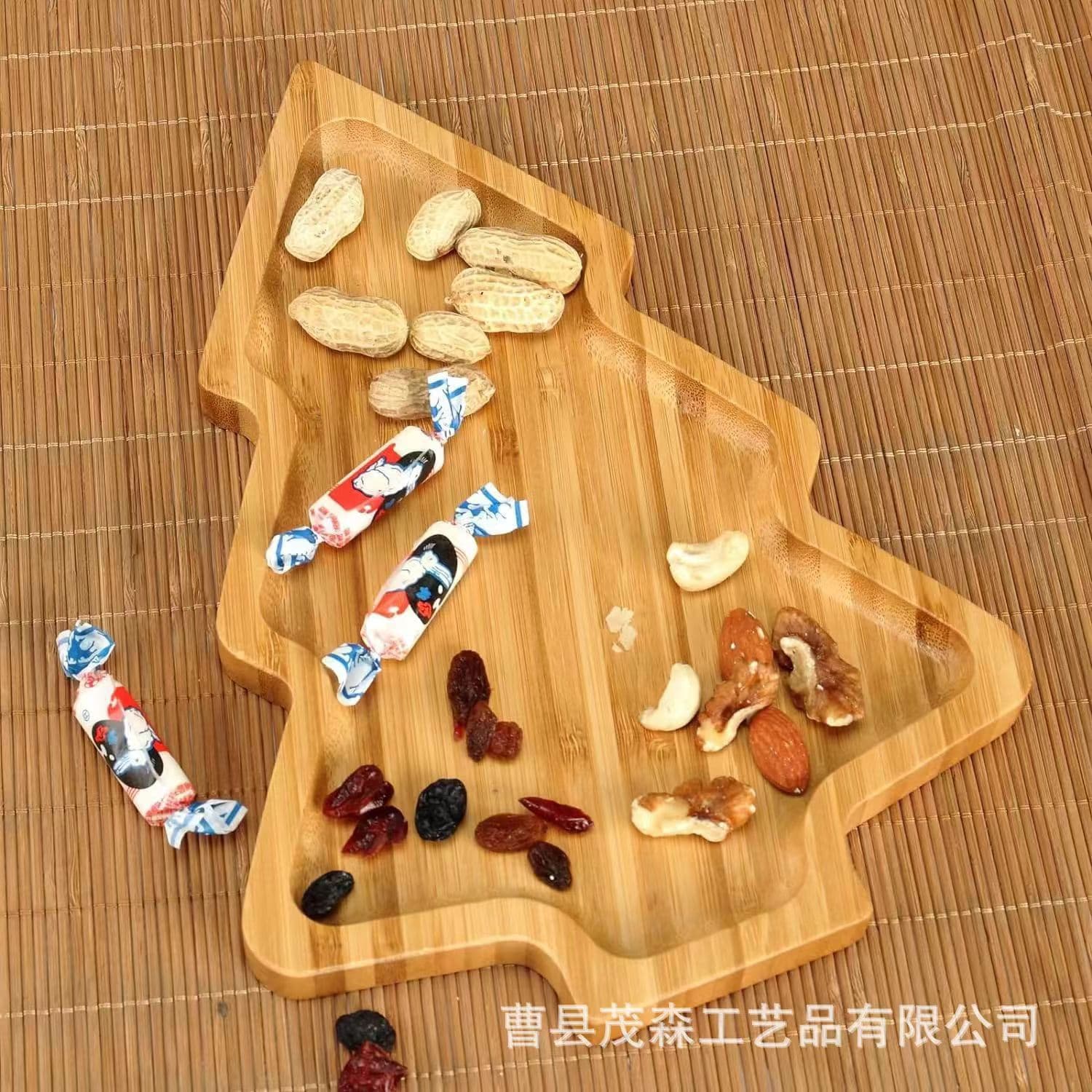Solid Wood Tree-Shaped Multi-Function Tray Home Fruit Snack Tray Western Pizza Plate Kids Cartoon Feeding Plate