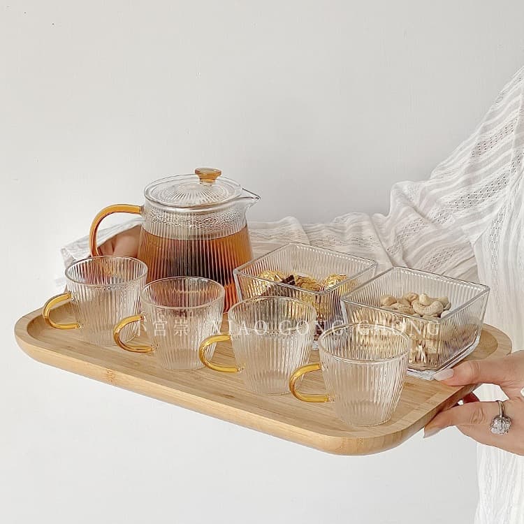 Chinese Tea Set Household Glass Tea Cup Heat-Resistant Teapot Tea-Water Separation Afternoon Tea Wellness Flower Tea Cup