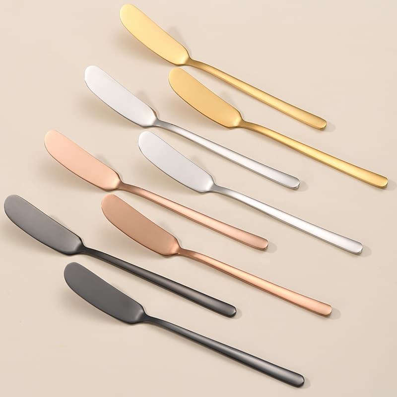 Manufacturer Direct 304 Stainless Steel Butter Knife, Long-handled Korean-style Jam Spreader, and Gold Cream Knife