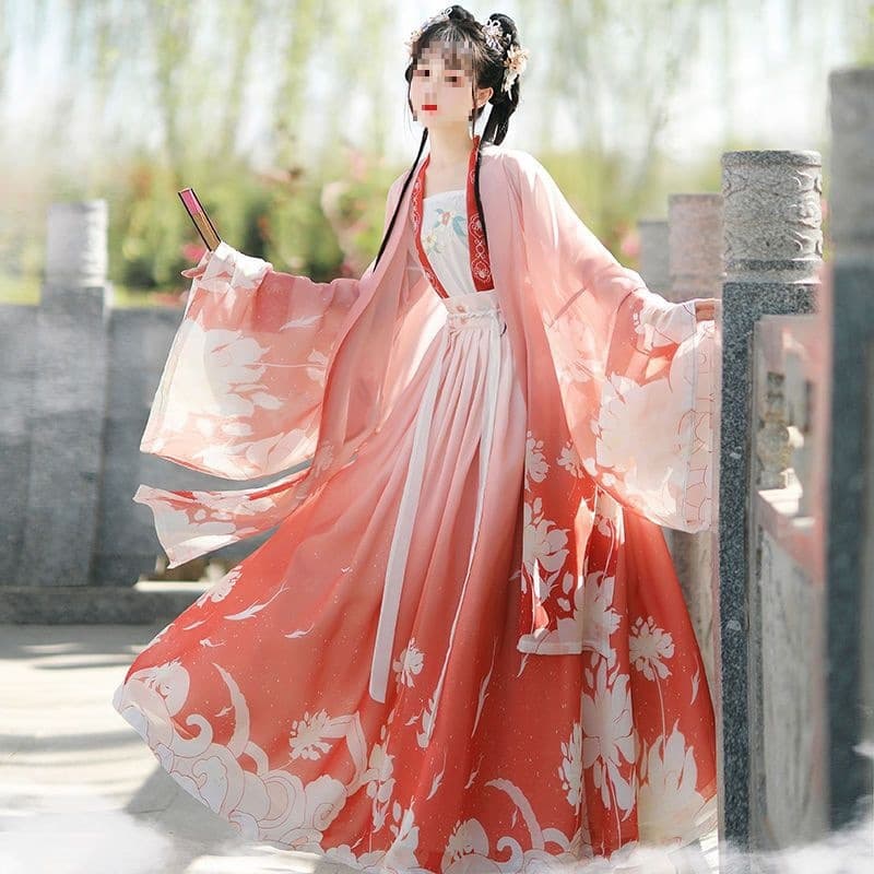 Hanqingge Original Tang-Style High-Waist Ruqun Hanfu Women's Student Daily Fairy Ancient Costume Spring Summer Autumn Set