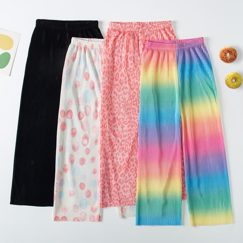 Girls Wide-Leg Pants Summer Ice Silk Long Pants Children Mosquito-Proof Pants Spring Autumn Thin Loose Pants Little Girl