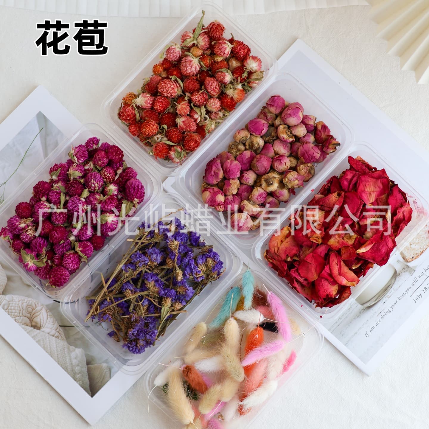 Natural Dried Flowers DIY Craft Materials Rose Red Statice Lavender Lemon Cinnamon Pine Cone Aromatherapy Candle Decoration