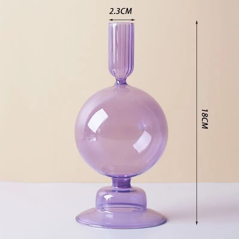 Creative Minimalist Glass Candle Holder Vase Craft Ins Trendy Art Living Room Dining Table Decoration for Dried Flowers
