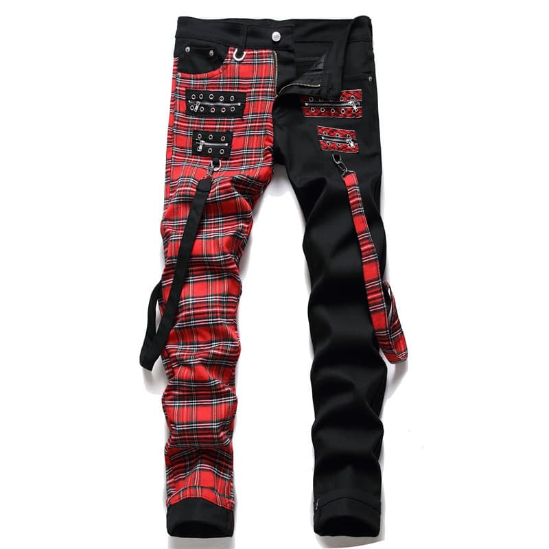 New Korean BTS Style Retro Personality Tie-Dye Men's Stretch Slim Straight Denim Pants 5512