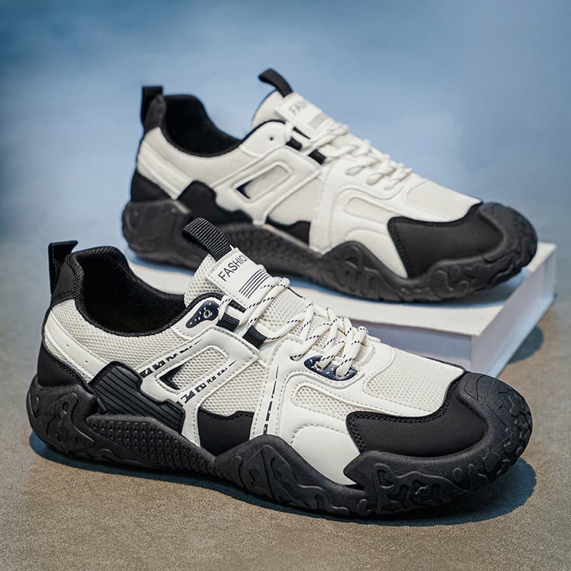 Men's New Summer Breathable Black Sports Casual Shoes, Outdoor Hiking Wear-Resistant Student Hiking Shoes