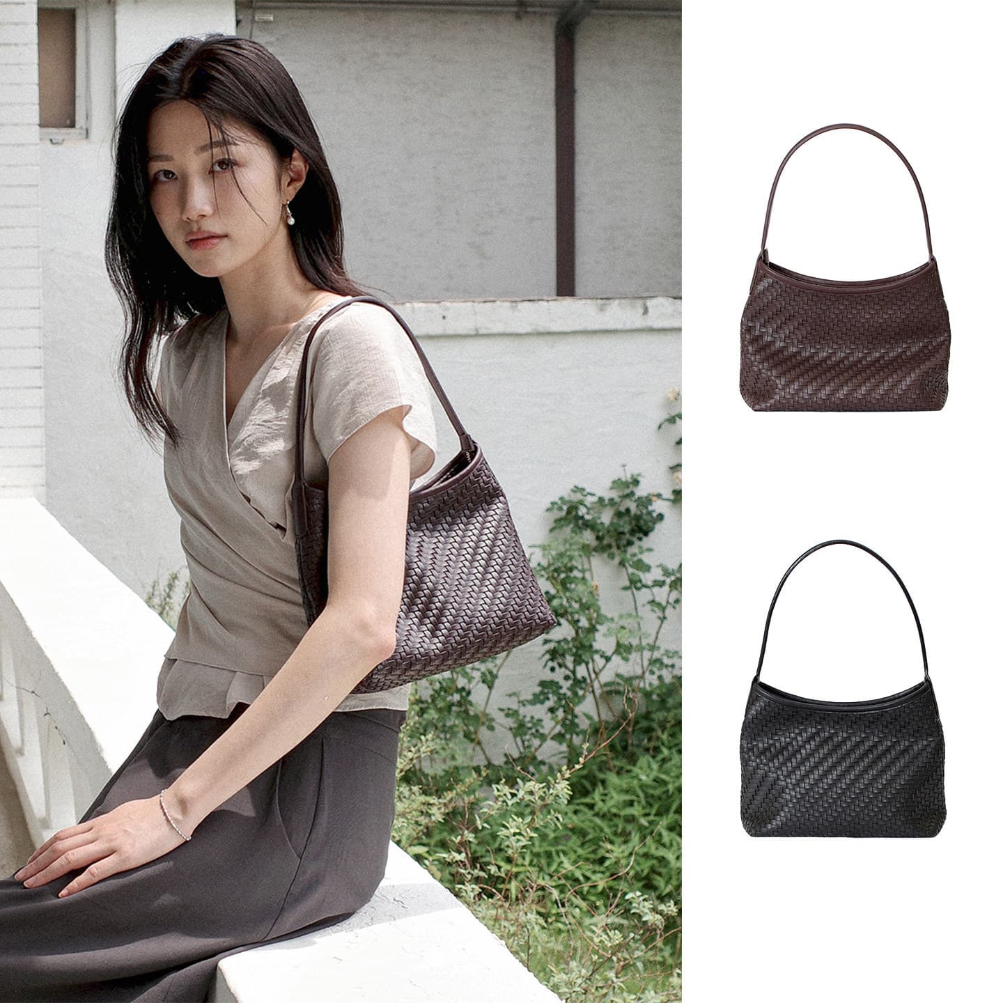 MONOROW Korean Daigou VENA Woven Shoulder Bag Commuter Casual Handbag Versatile Hobo Designer 26SS
