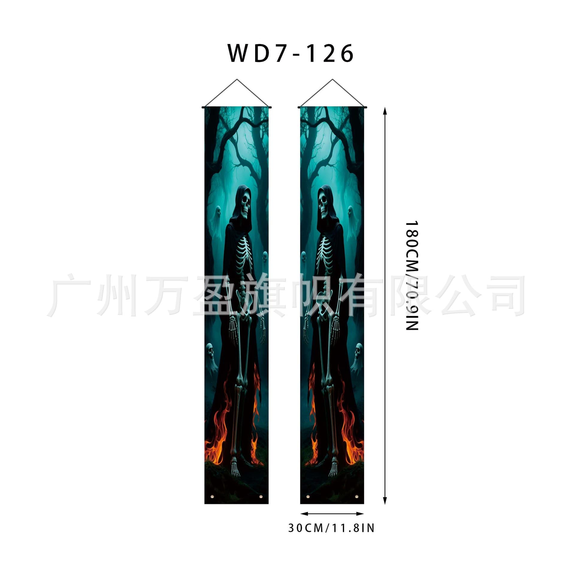 2026 New Cross-Border Halloween Couplet Banner Scary Atmosphere Skeleton Couple Series Halloween Decoration Hanging Flag