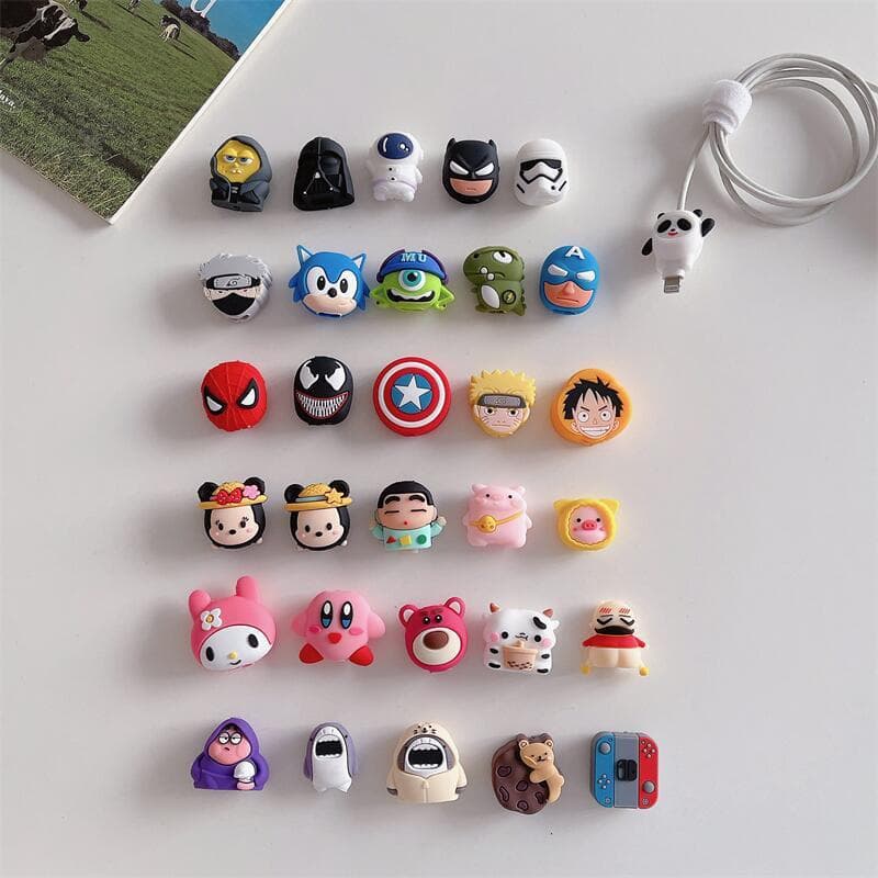 New 3D Cartoon Data Cable Protective Case for Apple Huawei Vivo Charging Cable Soft Shell Cover