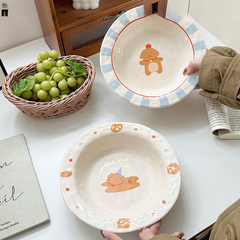 Hand-painted Ceramic Dinner Plate, High-Aesthetic Internet-Famous Tableware, Cute Fruit Plate, Salad Plate, Breakfast Plate, Dessert Plate