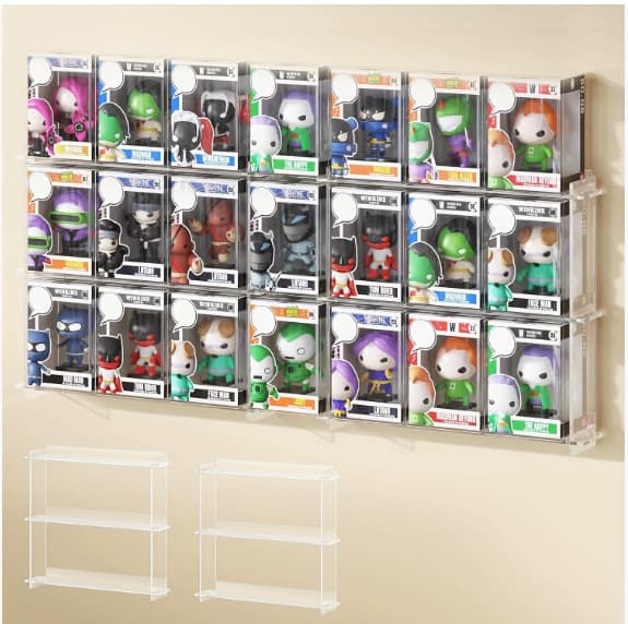 Acrylic Display Stand for Funko Pop Boxed Floating Wall Mount Clear Figure Display Case