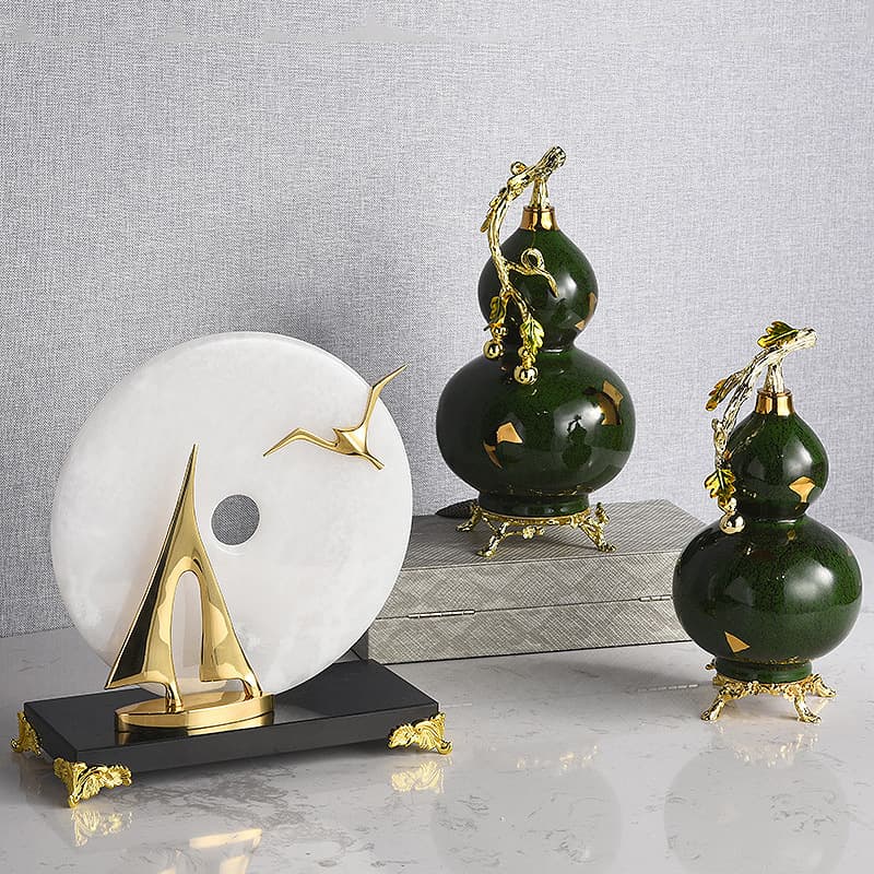 New Chinese Style Fortune Gourd Ornament Five Blessings Decoration Sailboat Jade Button Housewarming Business Opening Gift Chinese Style