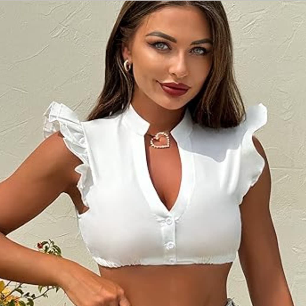 Cross-border foreign trade color dingdong clothing Oktoberfest tops white shirt women's shirt short dress flying sleeves women's