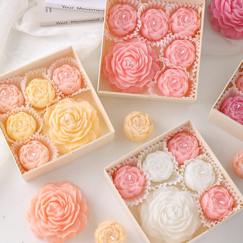 Factory Direct Peony Flower Candle Set, Home Fragrance, Valentine's Day Birthday Gift, Drop Shipping
