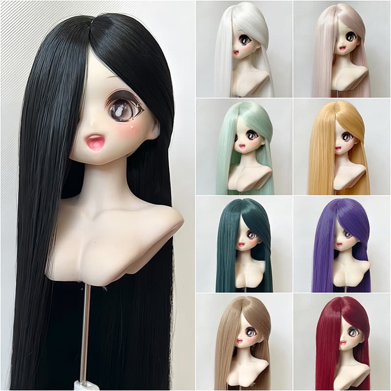 Yale BJD doll wigs with high-temperature silk bangs, long straight hair, and 3/4/6 point length. Available now.