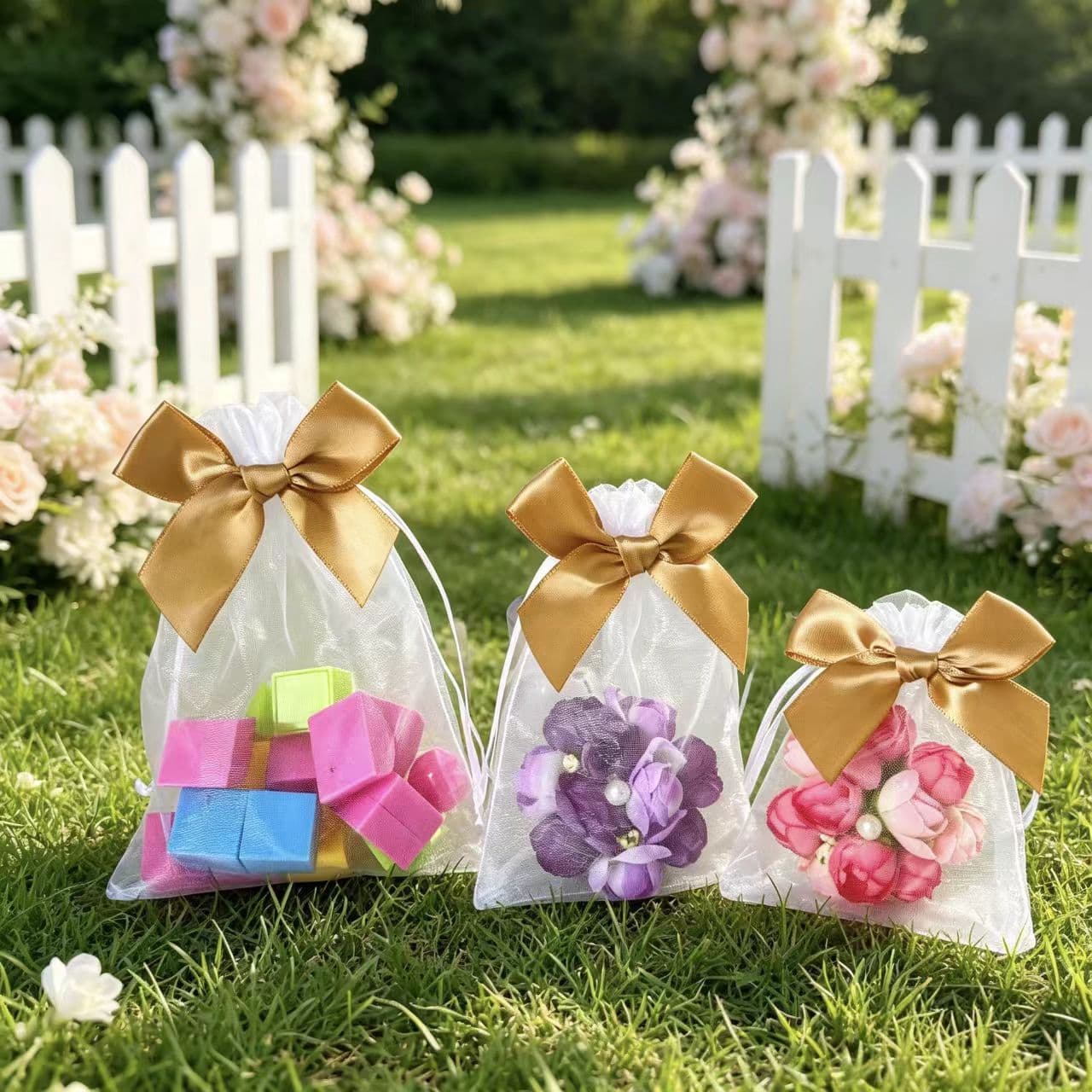 Cross-border Drop Shipping Tulle Bow Gift Bag, European-style Wedding Favor Packaging Pouch for Dried Flowers and Sachets