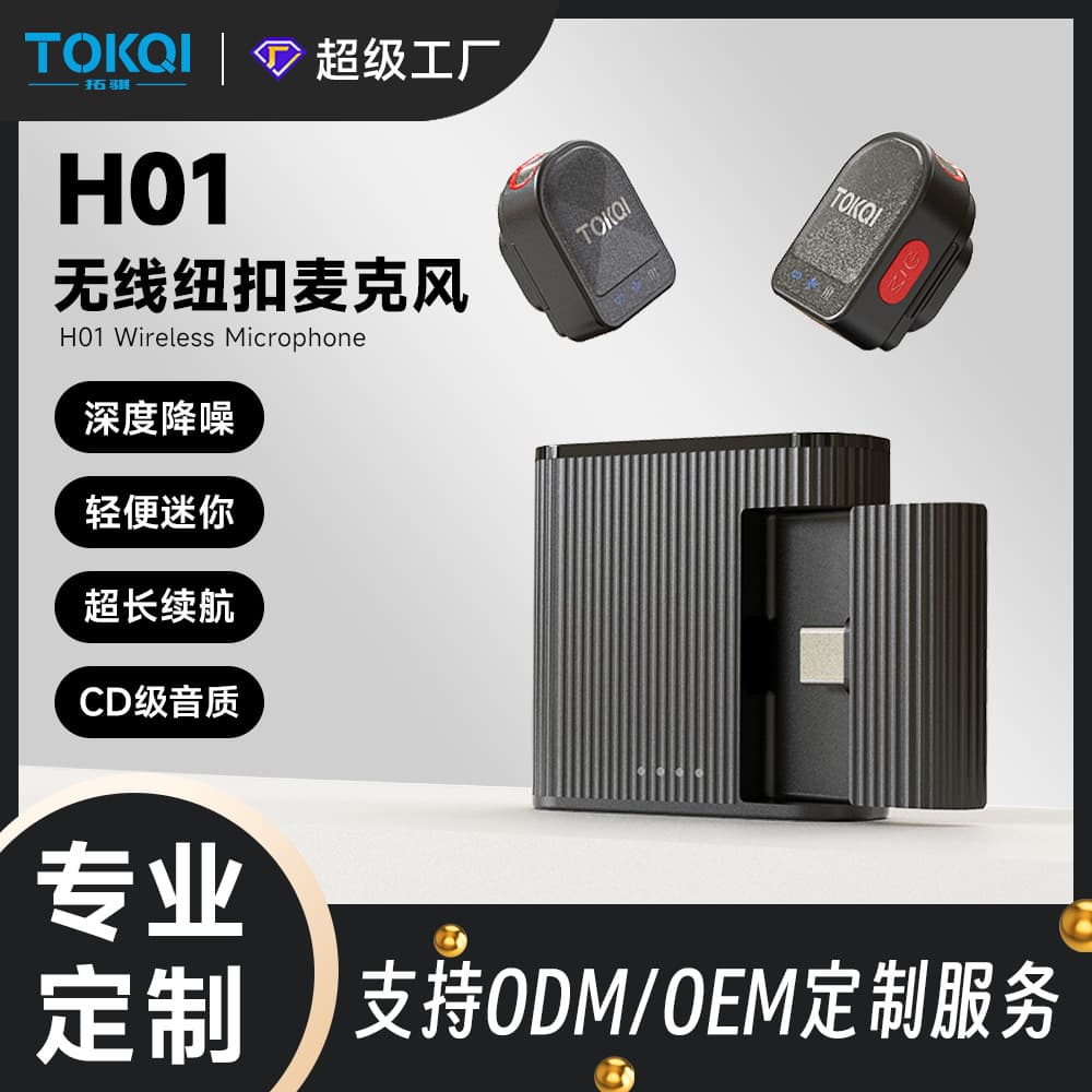 Wireless Lapel Microphone H01 One-to-Two Receiver Mic Wireless Microphone for Phone Live Streaming Sound Card Mini Noise Reduction Mic