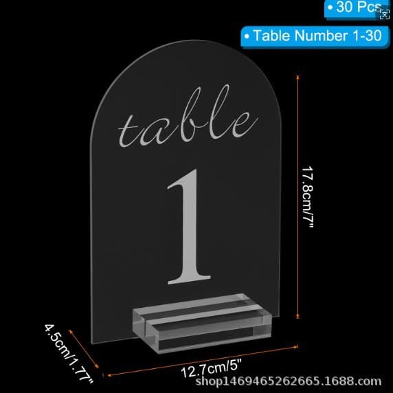 Transparent Acrylic Arched Number Standee for Party Restaurants Events Wedding Table Numbers
