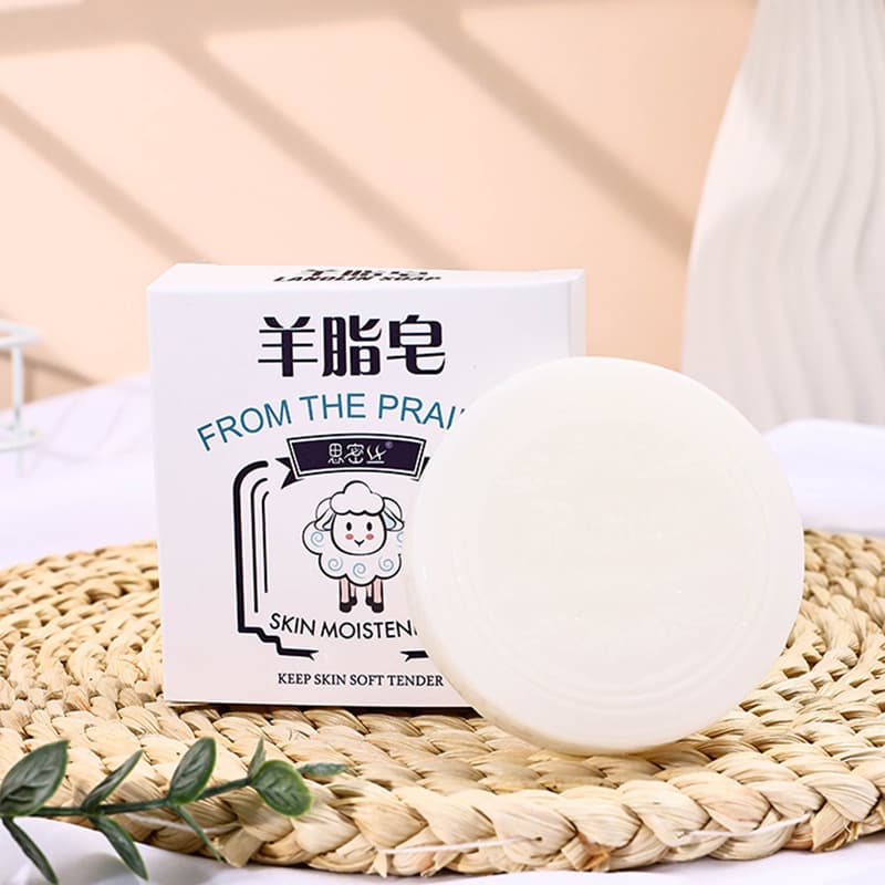 【Smisse】 Lanolin Soap, Goat Milk Essential Oil Soap, Handmade, Cleansing and Moisturizing, 80g