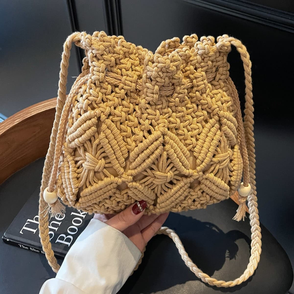 Forest-Style Retro Crochet Bag for Women, Summer 2026 New Hollow-Out Crochet Bucket Bag, Beach Vacation Bag, Crossbody Bag