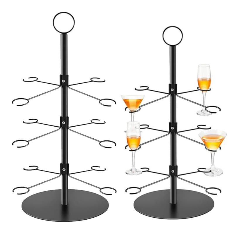 Cocktail glass tree stand iron three-layer 12 cup holder light luxury wedding banquet service rack red wine goblet hanger