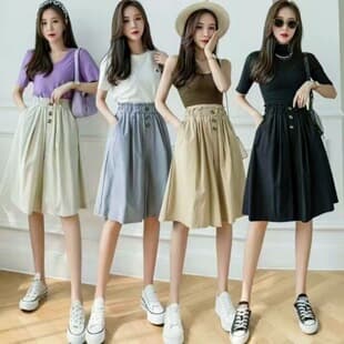 Women's Wide-Leg Pants Skirt Summer 2025 New High-Waist Thin Loose Capri Casual Shorts Five-Point Skirt Pants