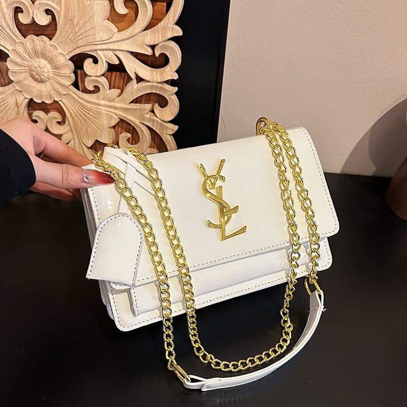 Xiaobaobao Cross-border ladies' bags 2026 New Fashion Patent Leather Glossy Chain Shoulder Crossbody Mini Square Bag