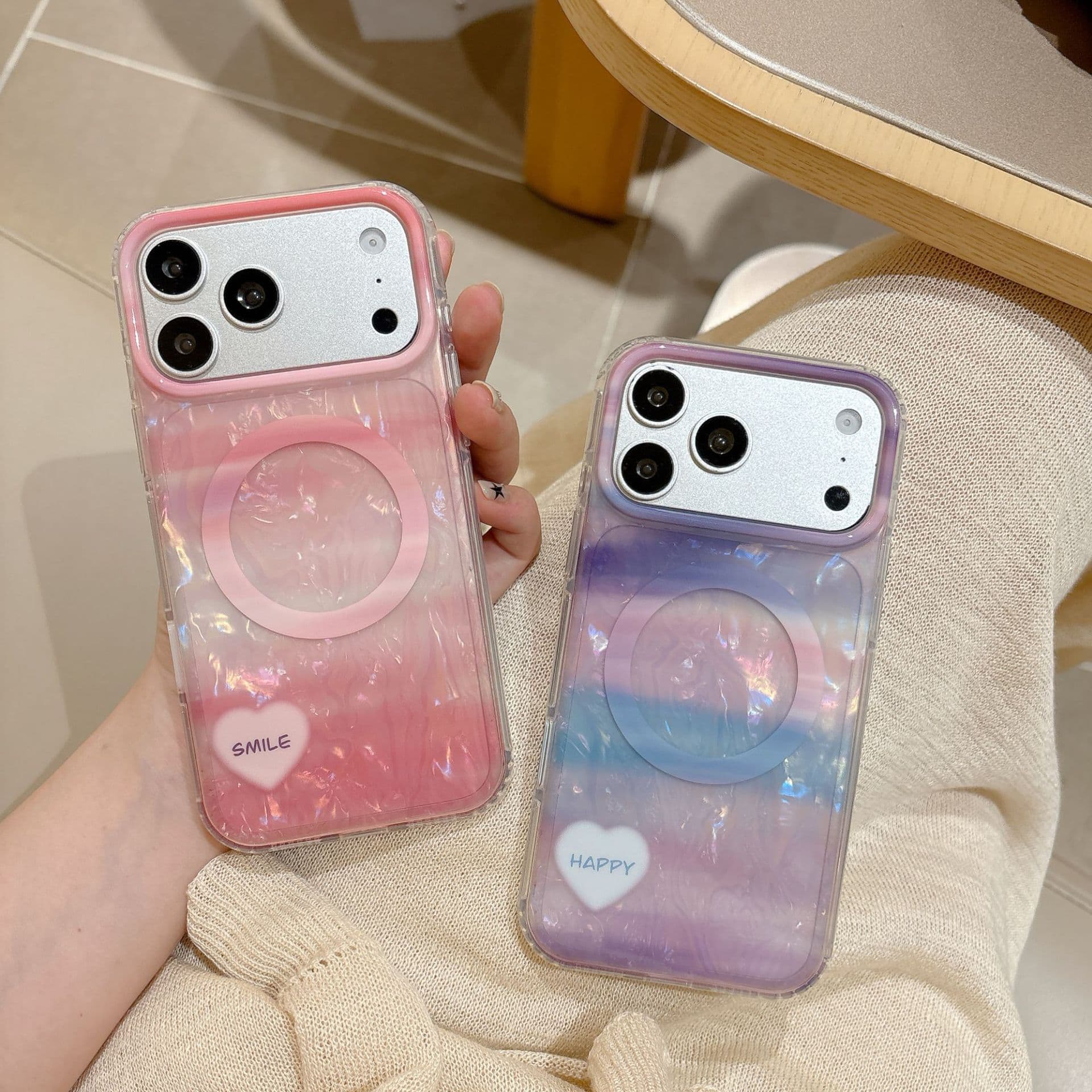 Compatible with Apple iPhone 17 Pro Max Case, Iridescent Shell Pattern, iPhone 16 Pro Magnetic Case, 15 Pro Shockproof, Export Model