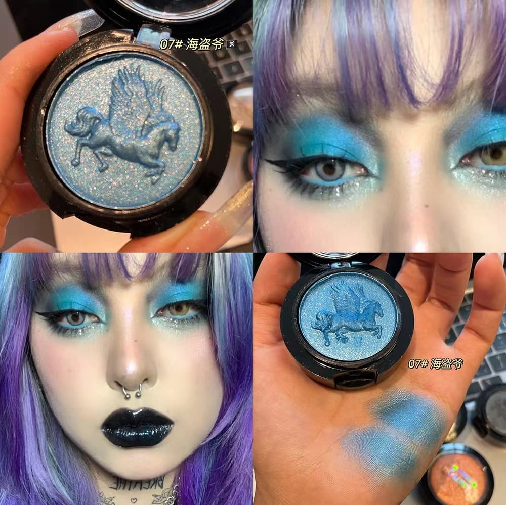 Monochrome Spirit Noble Pegasus Eyeshadow Palette with Colorful Pearl Highlighting Fine Glitter, Children's Dance Performance Contouring Eyeshadow Palette
