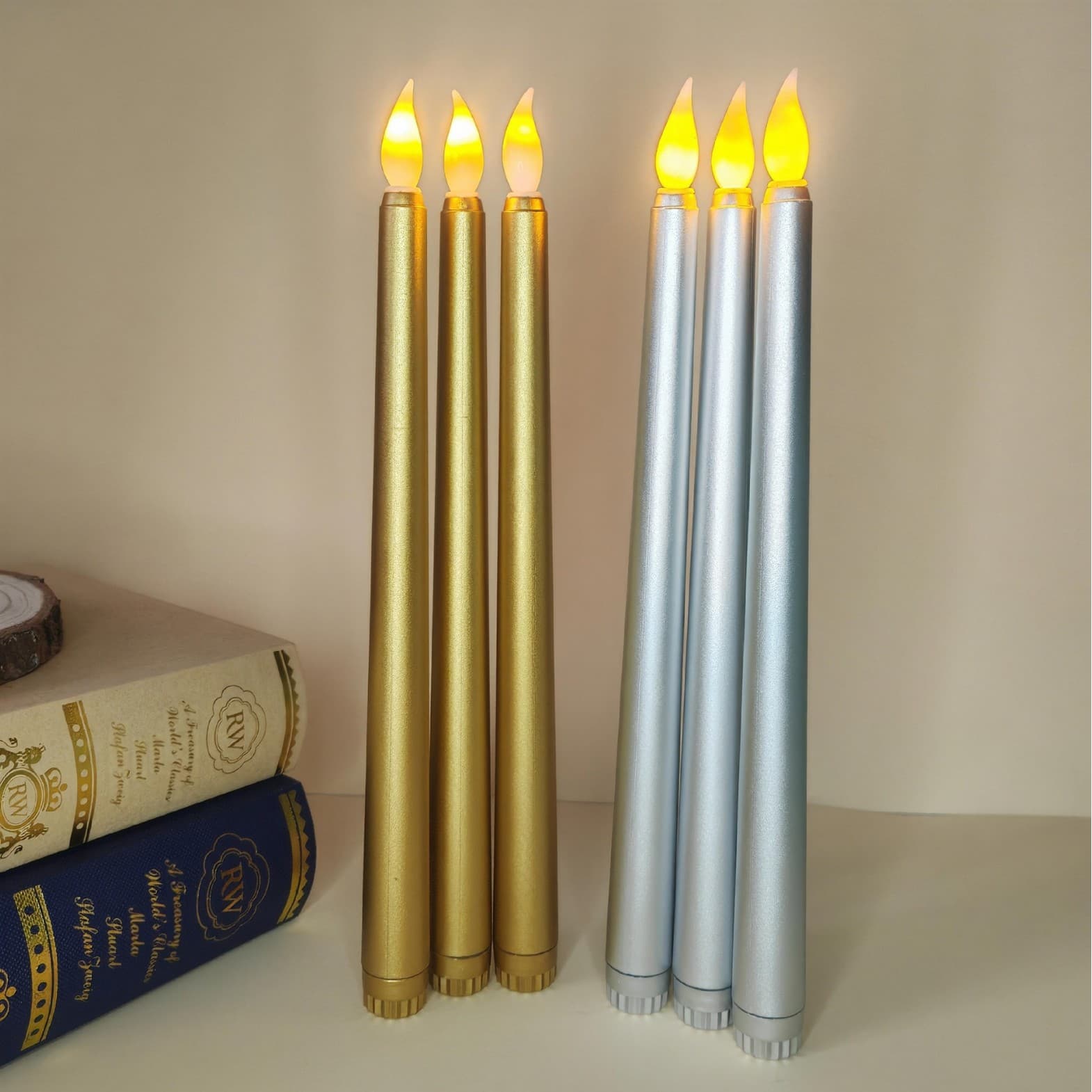 Cross-border Dropshipping LED Gold Silver Long Stem Candle Christmas Halloween Table Decoration Centerpiece Candle Holder Supplies