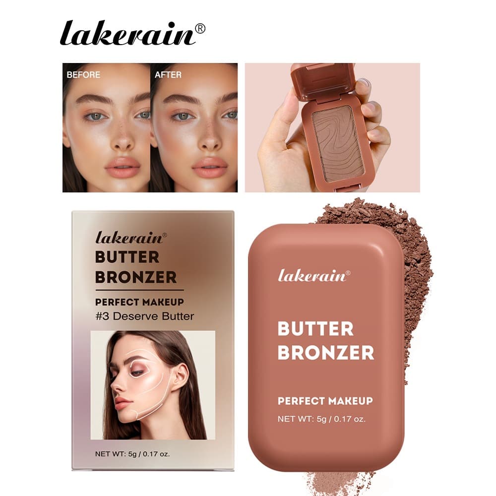 Cross-border Cosmetics Lakerain 4-Color Butter Bronzer Contour Powder Natural Concealer Contour Powder Compact