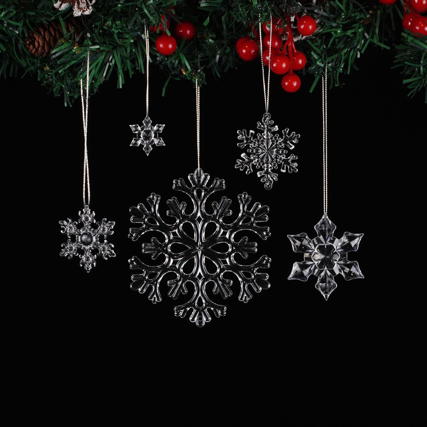 Cross-border Christmas Snowflake Acrylic Transparent Crystal Snowflake Christmas Tree Decoration Christmas Holiday Atmosphere Pendant