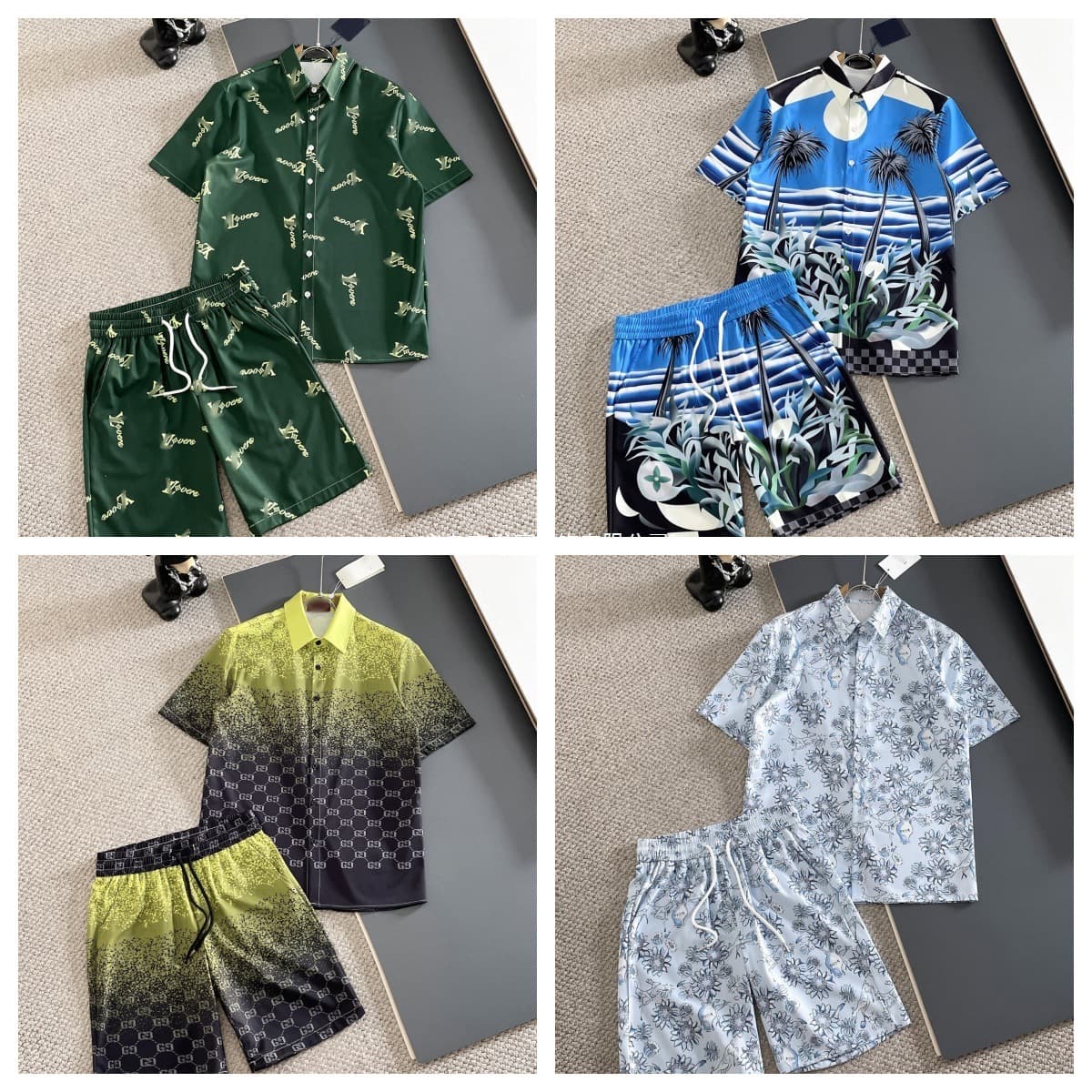 2026 EU/US Cross-Border Amazon AliExpress Summer Men's Casual Shirt Short Sleeve Beach Shorts Set