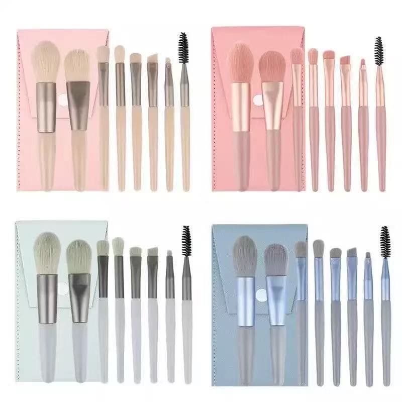 8 Mini Morandi Makeup Brushes with Soft Bristles, Eyeshadow Brush, Foundation Brush, Makeup Tools, Liquid Foundation Brush