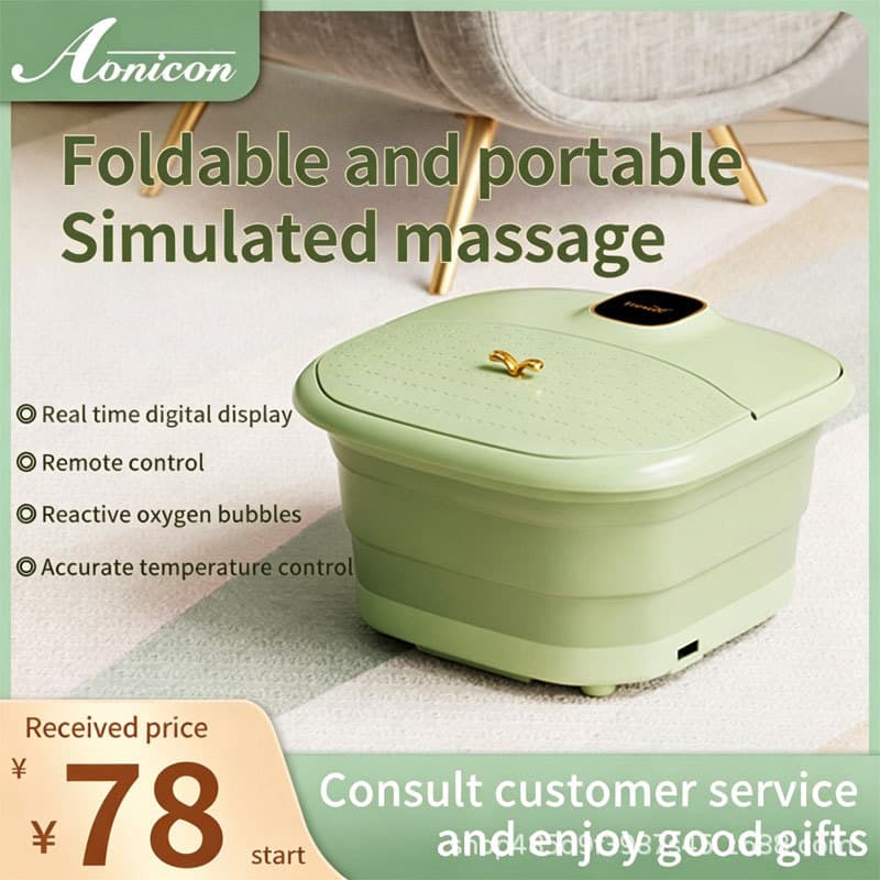 Foldable Foot Bath, Collapsible Foot Spa Basin, EU/US Plug, Portable Foot Bath for Travel