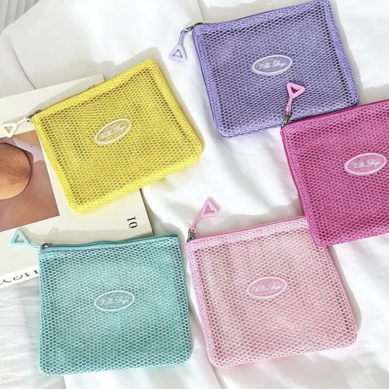 Dopamine travel mesh storage bag portable miscellaneous bag carry-on coin purse mesh bag wash cosmetic bag ID